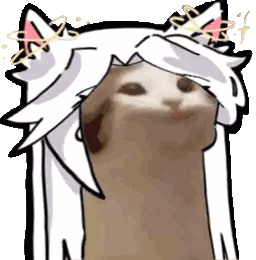 Cat With Long White Hair And Ears Sticker