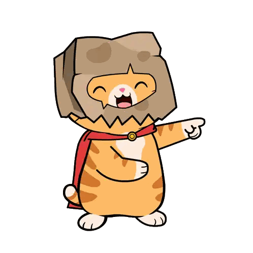 Cat With Paper Bag And Red Cape Sticker