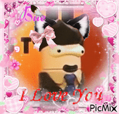 Cat With Pink Bow Saying I Love You GIF