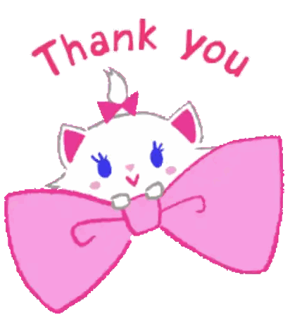 Cat With Pink Bow Thank You Sticker