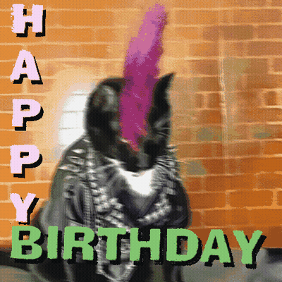 Cat With Pink Mohawk Happy Birthday Card GIF