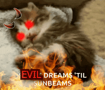 Cat With Red Eyes And Horns Evil Dreams GIF