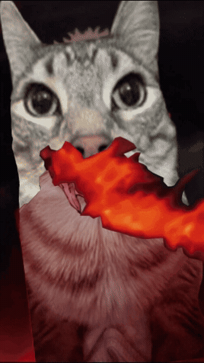 Cat With Red Flame In Mouth GIF