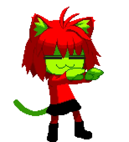 Cat With Red Hair And Green Ears Sticker