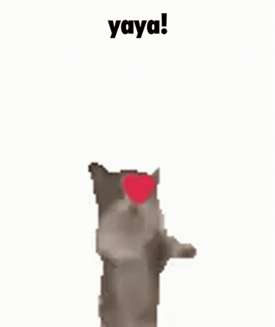 Cat With Red Heart Standing GIF