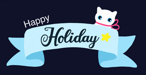 Cat With Ribbon Happy Holiday GIF