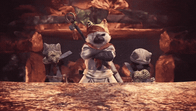 Cat With Samurai Hat Between Two Cats GIF