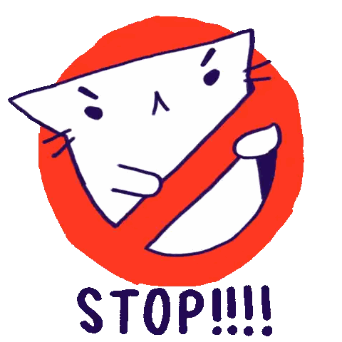 Cat With Stop Sign Sticker