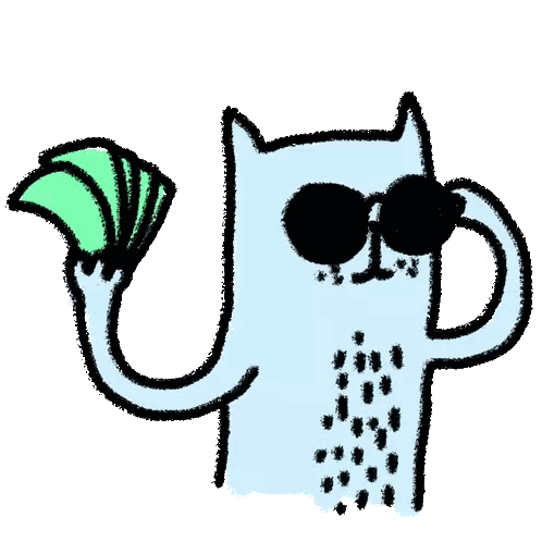 Cat With Sunglasses Holding Money Sticker
