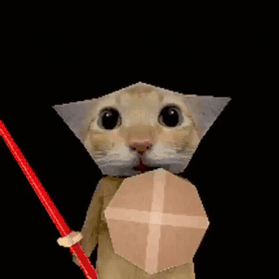 Cat With Sword And Shield GIF