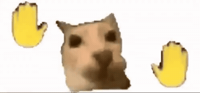 Cat With Two Yellow Hands Behind It GIF