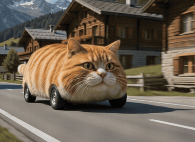Cat With Wheels Driving GIF