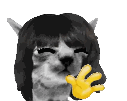 Cat With Wig And Yellow Hand Sticker