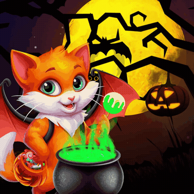 Cat With Wings Holding Cauldron Of Green Liquid GIF