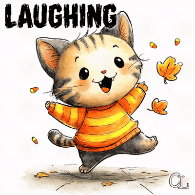 Cat With Word Laughing Above