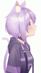 Catgirl Nekomata Okayu Rub Head Anime GIF