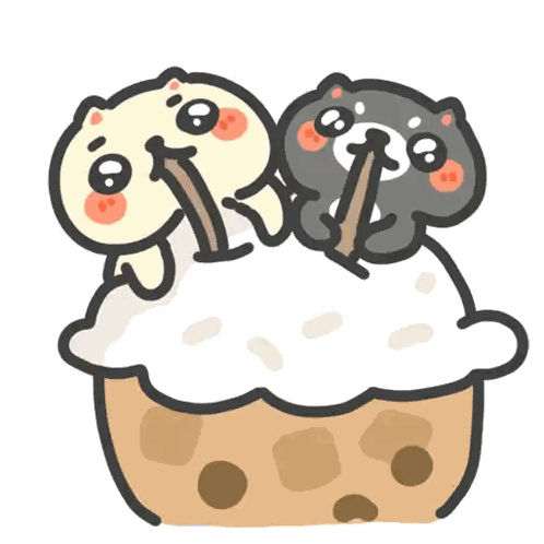 Cats Drinking Ice Cream GIF