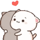 Cats Hugging With Flying Heart Sticker