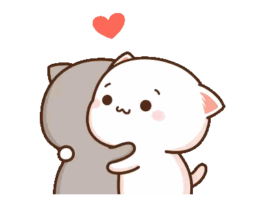 Cats Hugging With Heart Sticker