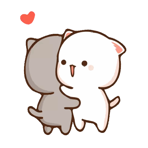Cats Hugging With Heart Background Sticker