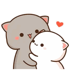 Cats Hugging With Heart Sticker