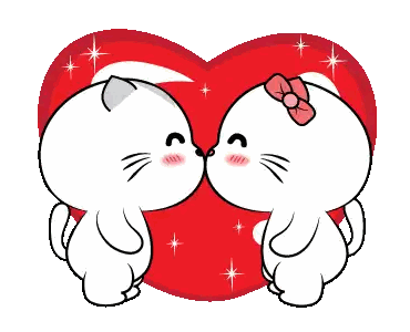 Cats Kissing In Front Of Red Heart Sticker