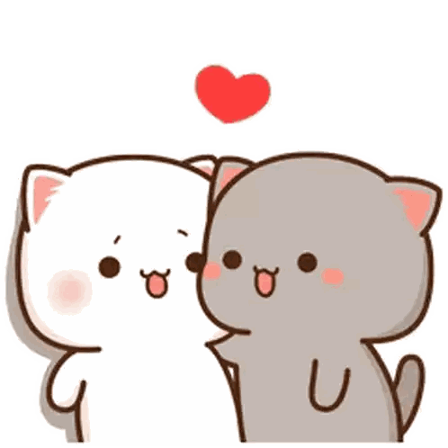 Cats Kissing With Heart Background Sticker
