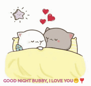 Cats Lying In Bed Saying Good Night GIF