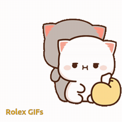 Cats Sitting Next To Each Other With Apple GIF