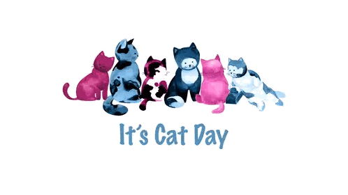 Cats Sitting Together It's Cat Day Sticker