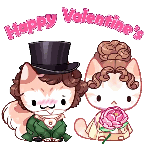 Cats Sitting Valentine Sticker