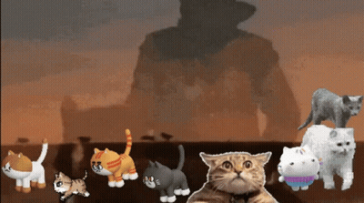 Cats Standing Before Giant GIF