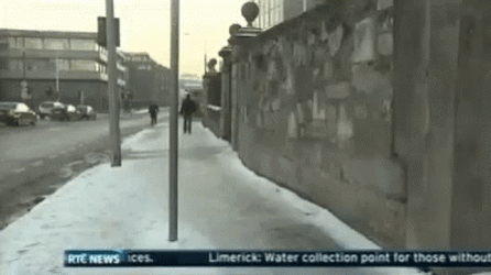 Caught On Camera The Man Slipping On Ice GIF