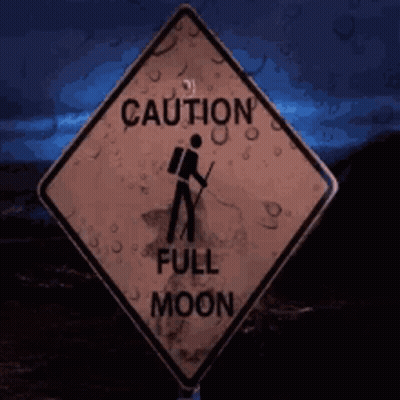 Caution Full Moon Sign Man With Binoculars GIF