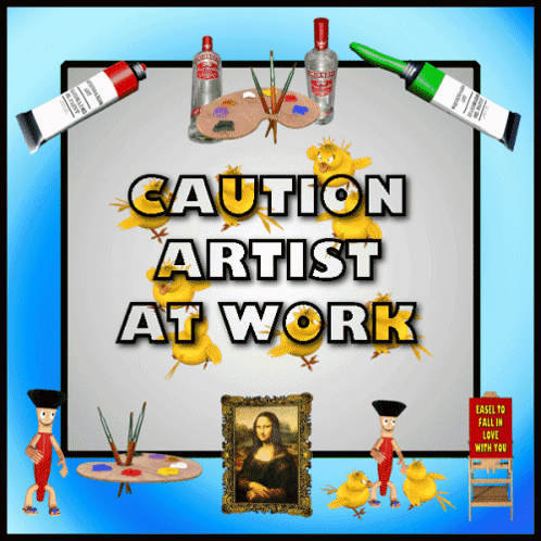 Caution Sign For Artist At Work GIF