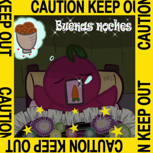 Caution Sign With Purple Fruit GIF