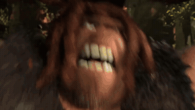 Caveman Holding Large Rock Over Head GIF