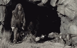 Caveman Kicked The Baby Dinosaur GIF