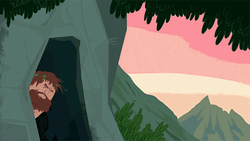 Caveman Peeping From His Cave GIF