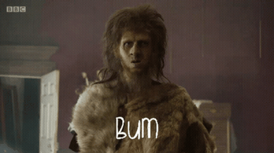 Hombre de las cavernas diciendo Bum GIF