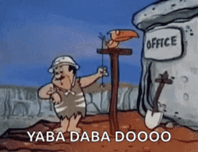 Caveman With Office Sign GIF