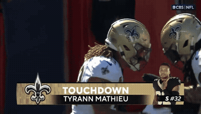 CBS NFL Broadcast Tyrann Mathieu #32 Touchdown GIF