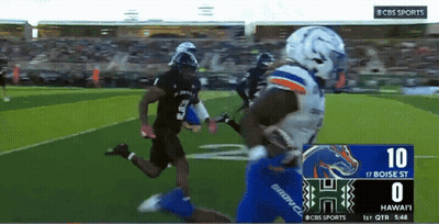 Cbs Sports Shows A Football Game Between Boise St. And Hawaii GIF