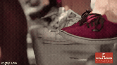 Cedar Pointe Advertisement With Pair Of Red Shoes GIF