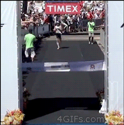 Celebrating Before Finish Line Fail GIF