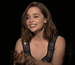 Celebrity Emilia Clarke Laughing Hard GIF
