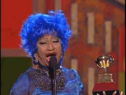Celia Cruz With Blue Har