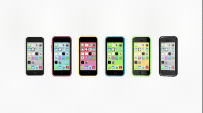 Cell Phones With Different Colors And Dots GIF