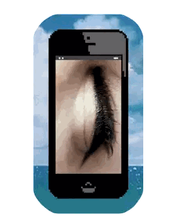 Cellphone Screen Showing Woman's Eye Sticker