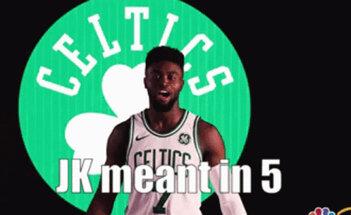 Celtics Basketball Player In Front Of Logo GIF